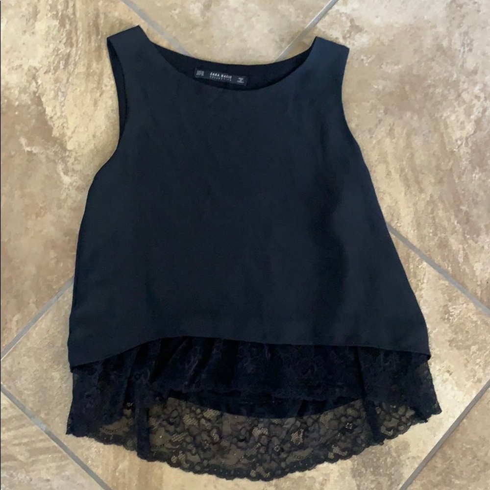 Black top with lace trim bottom